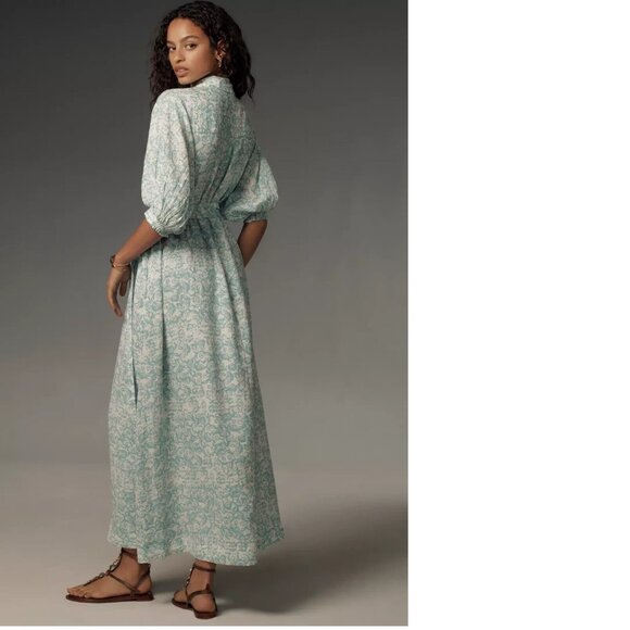 Anthropologie The Irene Linen Shirt Dress by Maeve XXS 2XS new sky color - Picture 3 of 8